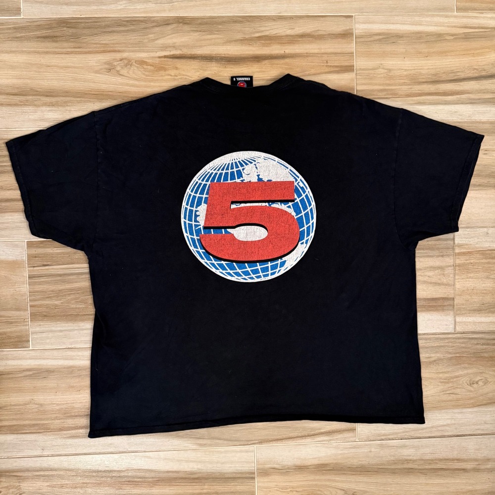 Channel 5 Andrew Callaghan Globe Logo Pocket T-Shirt Black XXXL 3XL
